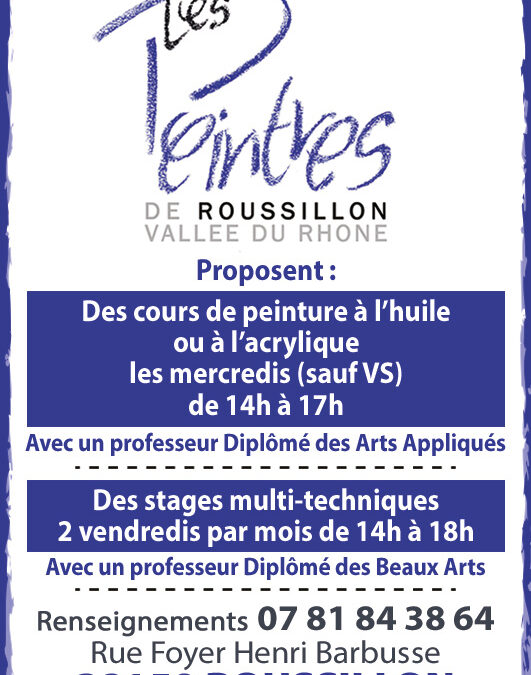 Les Peintres de Roussillon Vallée du Rhône reprennent leurs activités