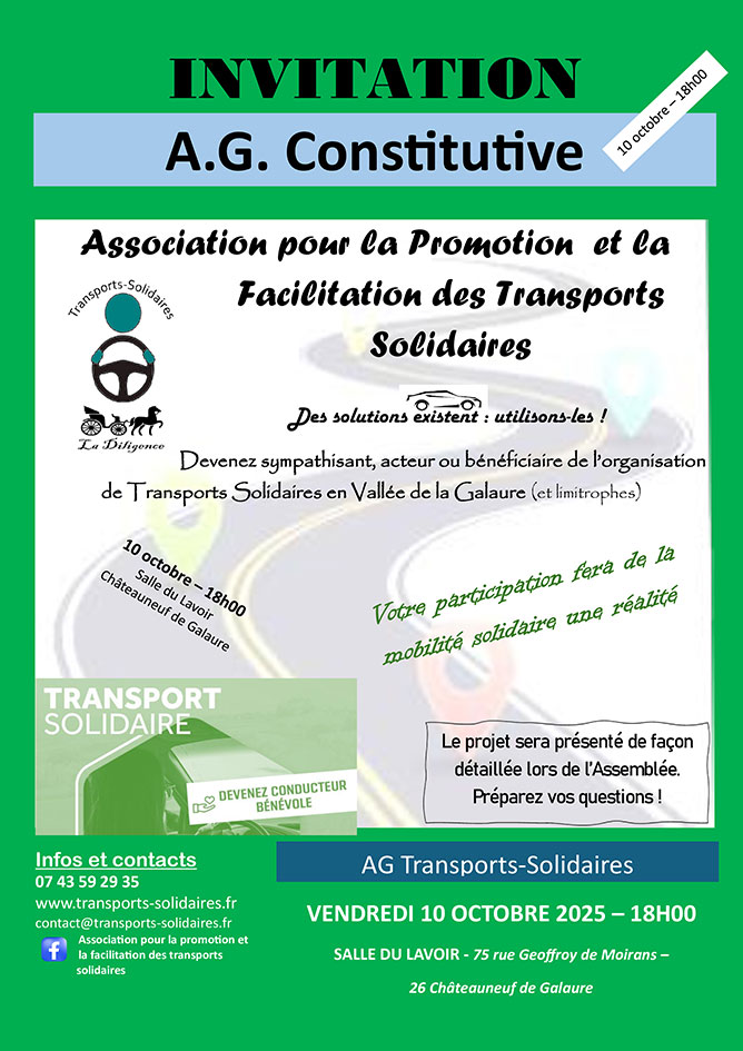Association pour la Promotion et la Facilitation des Transports Solidaires : AG constitutive