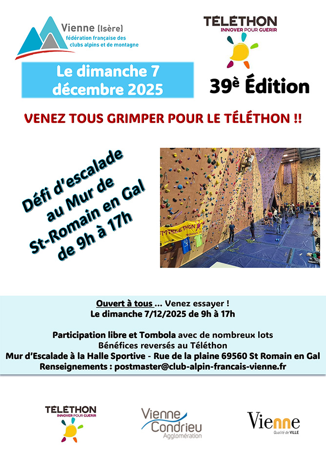 Défi d’escalade : venez tous grimper pour le Téléthon