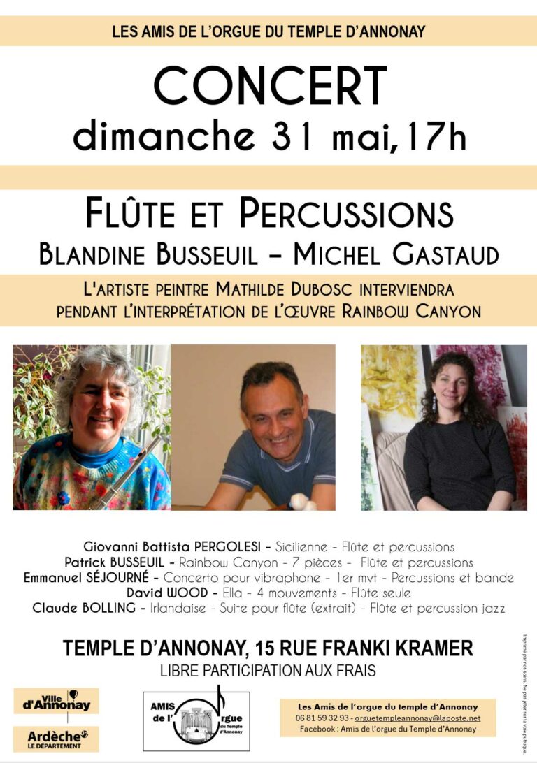 Musique au temple : Flûte et percussions – Blandine Busseuil & Michel Gastaud