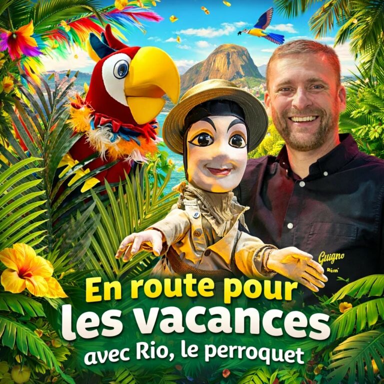 Guignol : en route pour les vacances avec Rio le perroquet